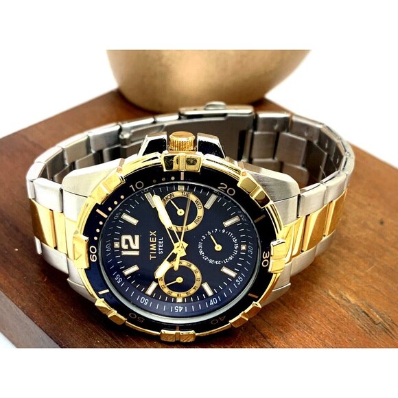 Timex Men's Watch TW2T50700 Quartz Blue Dial Two Tone Stainless Steel 44mm - Picture 8 of 13